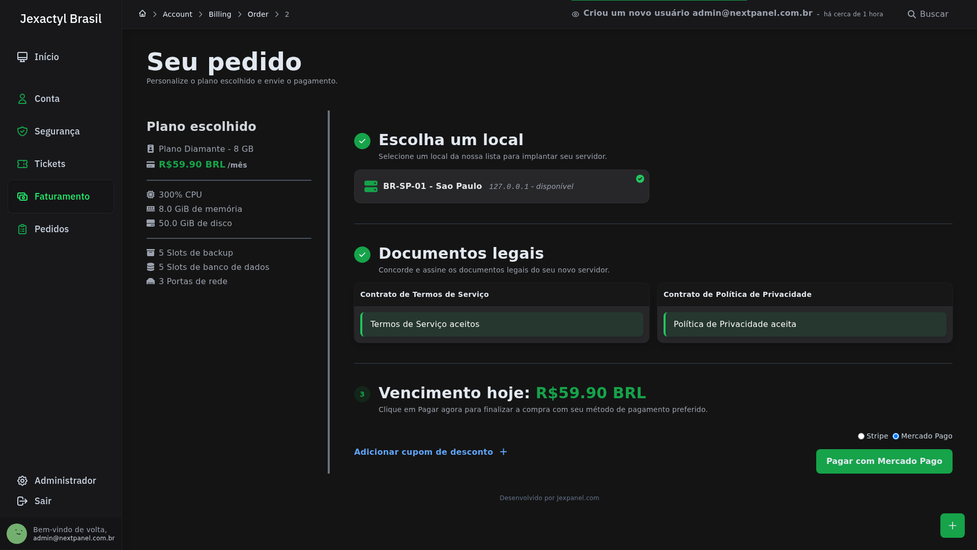 Checkout Mercado Pago e Stripe